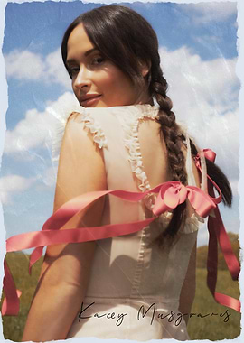 Kacey Musgraves Portrait with Pink Ribbon