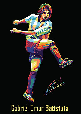 Gabriel Batistuta Colorful Pop Art Portrait