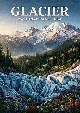 Glacier National Park Travel Poster