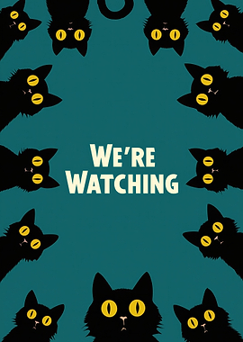 We're Watching: Black Cats Illustration