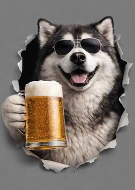 Cool Dog with Beer Mug