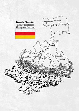Handdrawn Map of North Ossetia