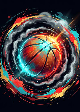 Basketball with Colorful Abstract Energy