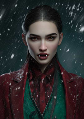 Vampire woman in the snow