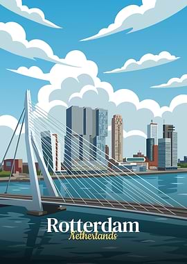 Rotterdam Netherlands Cityscape Illustration