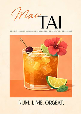 Mai Tai Cocktail Illustration