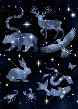 Constellation Animals in the Night Sky