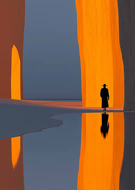 Silhouette in a surreal landscape