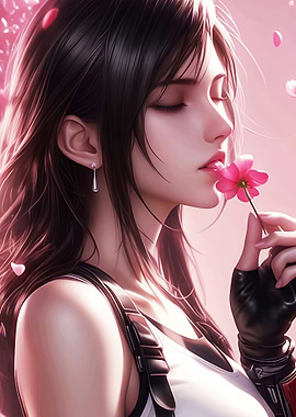 Tifa Lockhart with Pink Flower