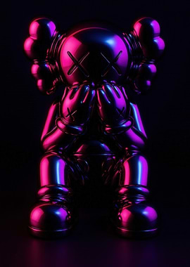 KAWS Figure in Neon Lighting