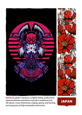 Cyberpunk Geisha with Floral Accent