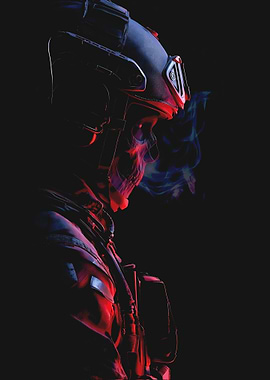 Futuristic Soldier with Skull Face