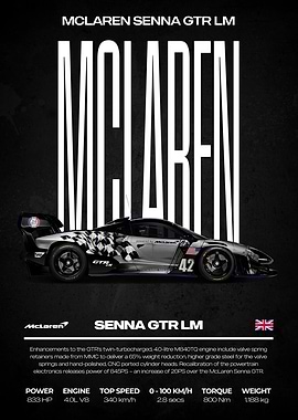 McLaren Senna GTR LM Car Poster