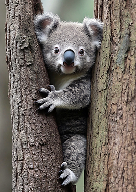 Cute Koala Climbing a Tree
