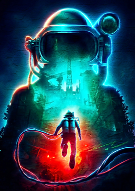 Deep Sea Diver in Underwater City