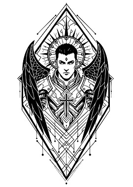 Winged Warrior Black and White Art