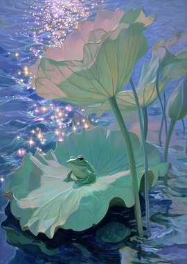 Frog on Lotus Leaf Painting