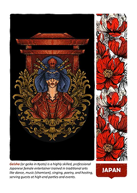 Geisha Illustration with Floral Accent