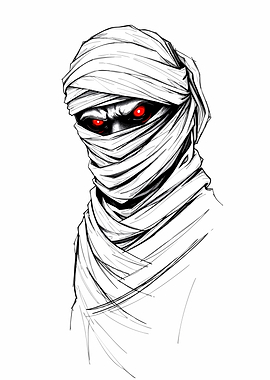Mummy with Glowing Red Eyes