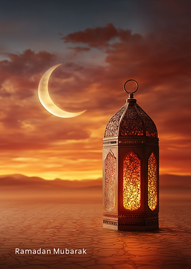 Ramadan Lantern with Crescent Moon