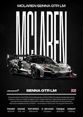 McLaren Senna GTR LM Car Poster