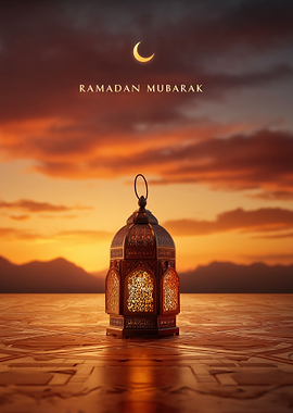 Ramadan Mubarak Lantern at Sunset