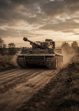 Tiger Tank on a Dirt Road