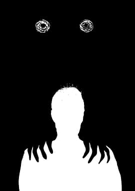 Monochrome Figure with Eyes Above
