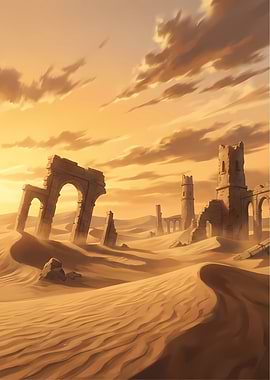Desert Ruins at Sunset