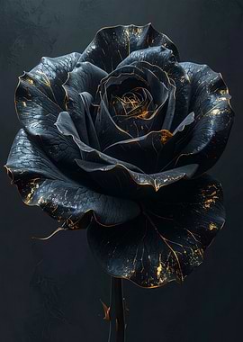 Elegant Black and Gold Rose