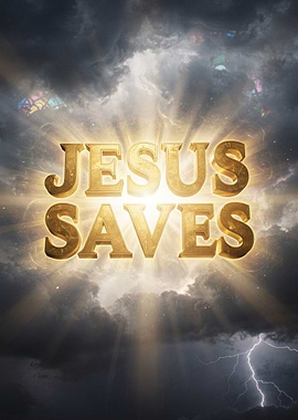 Jesus Saves in Golden Letters