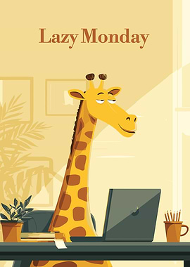 Lazy Monday Giraffe Cartoon