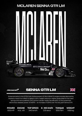 McLaren Senna GTR LM Car Poster