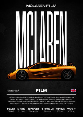 McLaren F1 LM Car Poster