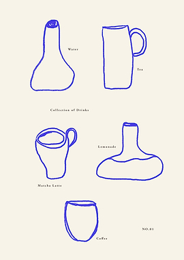 Drinks Collection Line Art Illustration