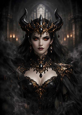 Dark Queen with Horned Crown Portrait
