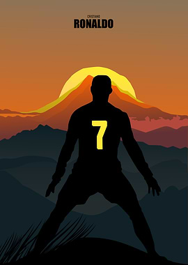 Cristiano Ronaldo Silhouette Mountain Backdrop
