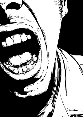 Screaming Face Black and White Art