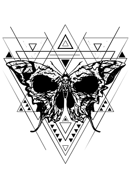 Skull Butterfly with Geometric Shapes