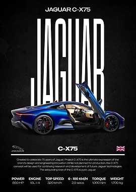 Jaguar C-X75 Car Poster