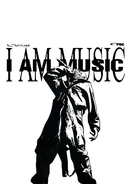 I AM MUSIC Black and White Poster