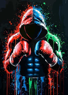 Abstract Boxer with Hood and Gloves
