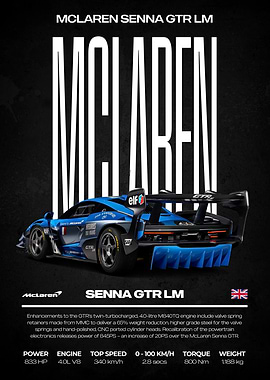 McLaren Senna GTR LM Car Poster