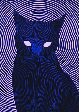 Abstract Cat with Hypnotic Background