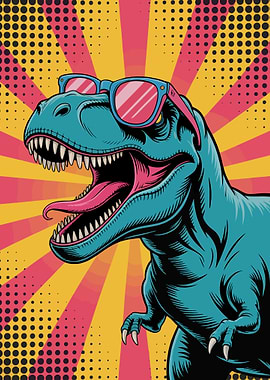 Cool Dinosaur with Sunglasses Pop Art
