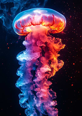 Colorful Jellyfish in Dark Water