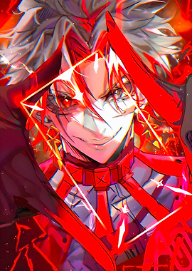 Anime character with red and white hair