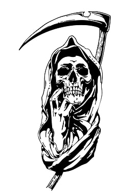 Grim Reaper Black and White Illustration
