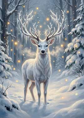 Winter Deer with Icicle Antlers