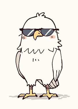 Cool Cartoon Bird with Sunglasses